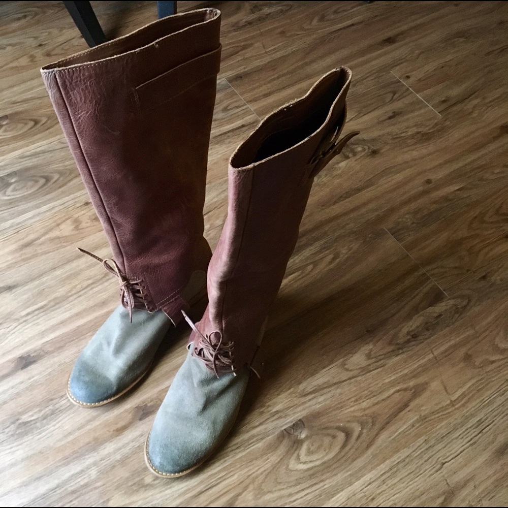 Kensie Brown and Gray Lace Up Boots